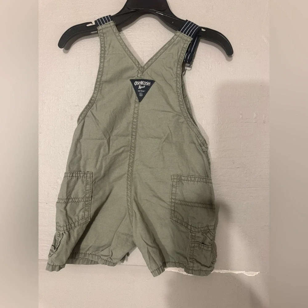 OshKosh B'gosh Olive Short Overalls Size 12 Months